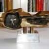 Rare David Marshall Table Clock Brutalist Bronze 70s