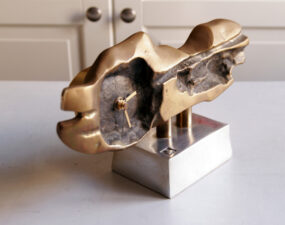 _MG_3806 Rare David Marshall Table Clock Brutalist Bronze 70s
