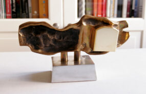 _MG_3807 Rare David Marshall Table Clock Brutalist Bronze 70s