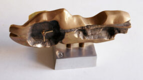 _MG_3813 Rare David Marshall Table Clock Brutalist Bronze 70s