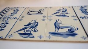 Antique Set of 8 Portugal/Portuguese tiles 19th Century "Lusitania Coimbra"